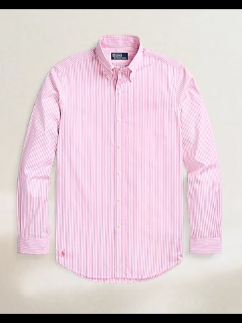 Polo by Ralph Lauren Pink & White Striped Oxford Unisex Shirt.